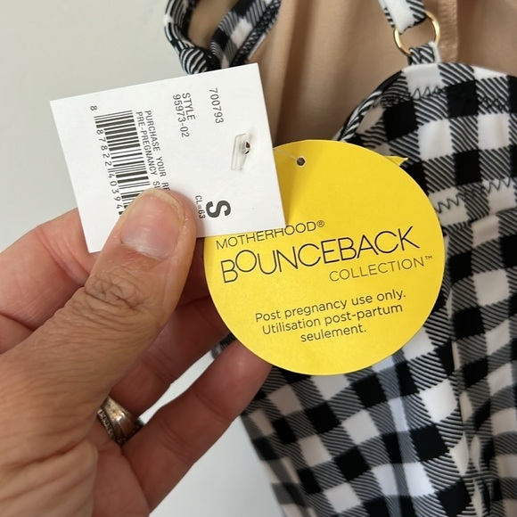 Motherhood Maternity New Bounceback Postpartum Black Gingham Swimsuit Sz Small + - Picture 10 of 14